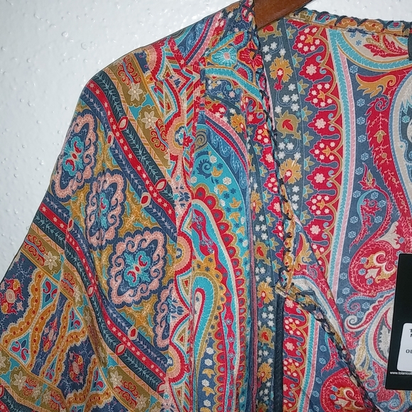 Tolani L Silk Boho Paisley Rich Colors Caftan Dress - Picture 8 of 11